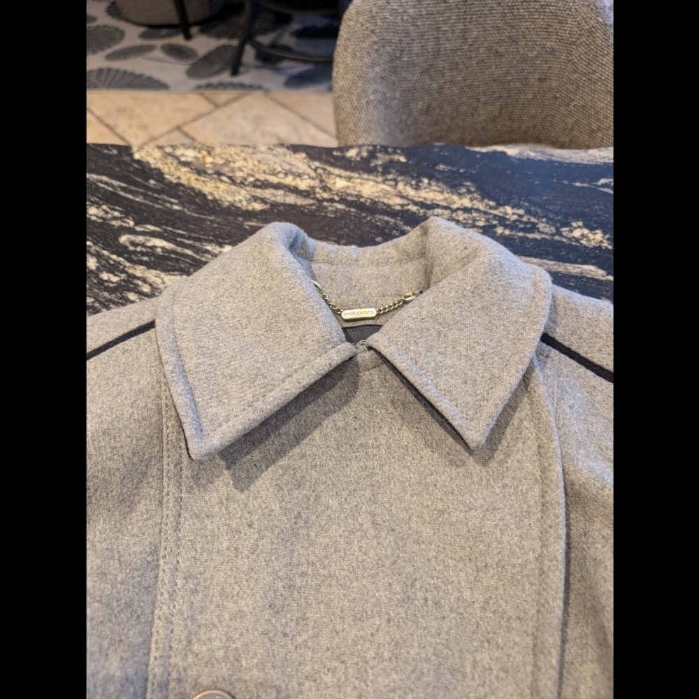 Vince Camuto Grey Wool Blend Double-Breasted Coat – Size Small - Picture 13 of 16